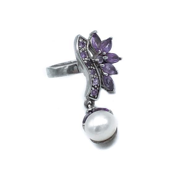 ANELLO FLOWER COOL CHIC CON PAVE AMETISTA ARGENTO 925