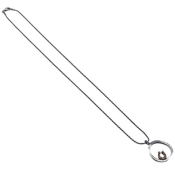 COLLANA SPACCANAPOLI CHARM CIONDOLO FERRO DI CAVALLO PORTAFORTUNA NAPOLI CATENA CORDA 45CM ARGENTO 925