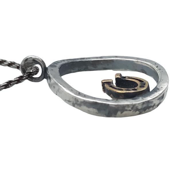 COLLANA SPACCANAPOLI CHARM CIONDOLO FERRO DI CAVALLO PORTAFORTUNA NAPOLI CATENA CORDA 45CM ARGENTO 925