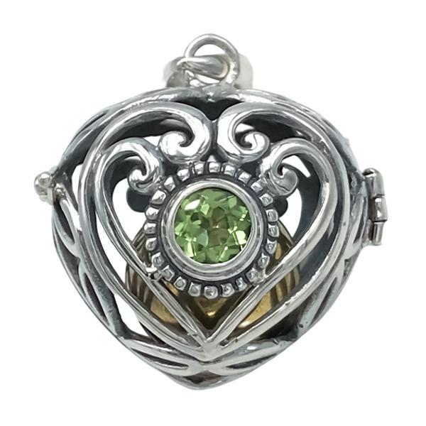 CIONDOLO PENDENTE CHARM CHIAMA ANGELI GABBIETTA PIETRA PERIDOTO ARGENTO 925