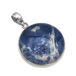 CIONDOLO BLU MINIMAL PENDENTE ROTONDO SODALITE ARGENTO 925