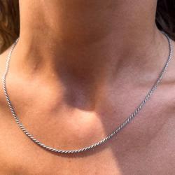 COLLANA MAGLIA CORDA FUNETTA CATENA  PER CHARMS UNISEX ARGENTO 925