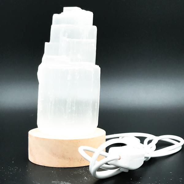 LAMPADA TORRE SELENITE PIETRA GREZZA NATURALE TOWER CRISTALLOTERAPIA