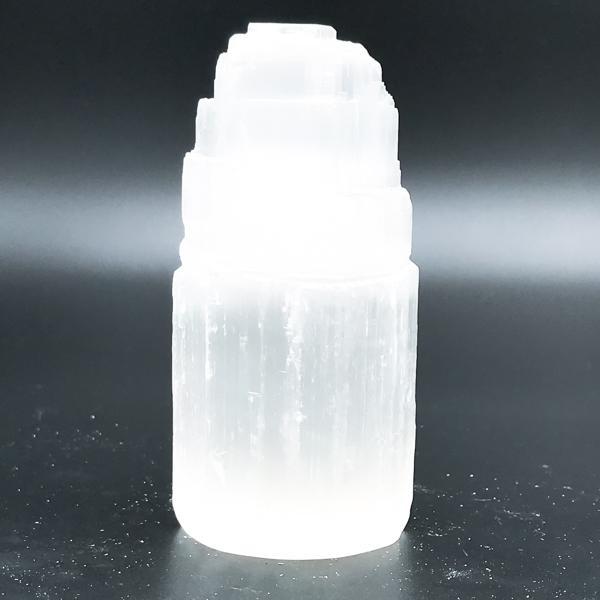 LAMPADA TORRE SELENITE PIETRA GREZZA NATURALE TOWER CRISTALLOTERAPIA