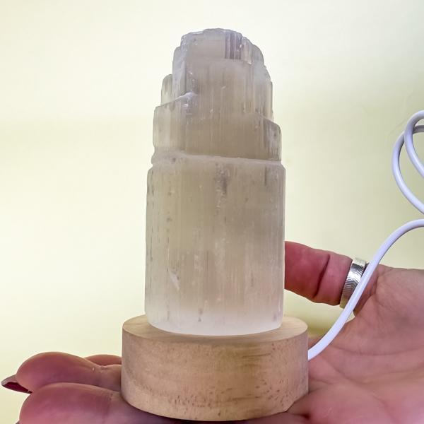 LAMPADA TORRE SELENITE PIETRA GREZZA NATURALE TOWER CRISTALLOTERAPIA