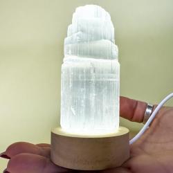 LAMPADA TORRE SELENITE PIETRA GREZZA NATURALE TOWER CRISTALLOTERAPIA