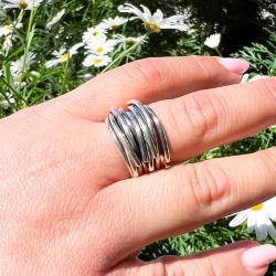 ANELLO ABBRACCIO FEDE INTRECCIATO SEI FILI ARGENTO 925