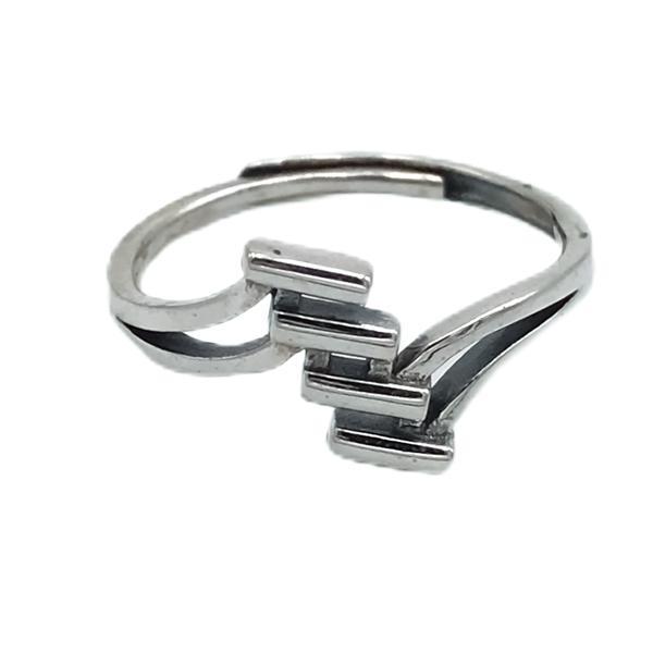 ANELLO MINIMAL FASCIA SEMPLICE SOTTILE SEGMENTI REGOLABILE ARGENTO 925