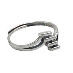 ANELLO MINIMAL FASCIA SEMPLICE SOTTILE SEGMENTI REGOLABILE ARGENTO 925