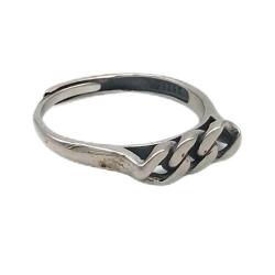 ANELLO MINIMAL FASCIA SOTTILE CATENA UNIONE REGOLABILE ARGENTO 925