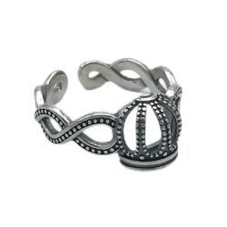 ANELLO FASCIA SIMBOLO INFINITO CORONA REGOLABILE ARGENTO 925