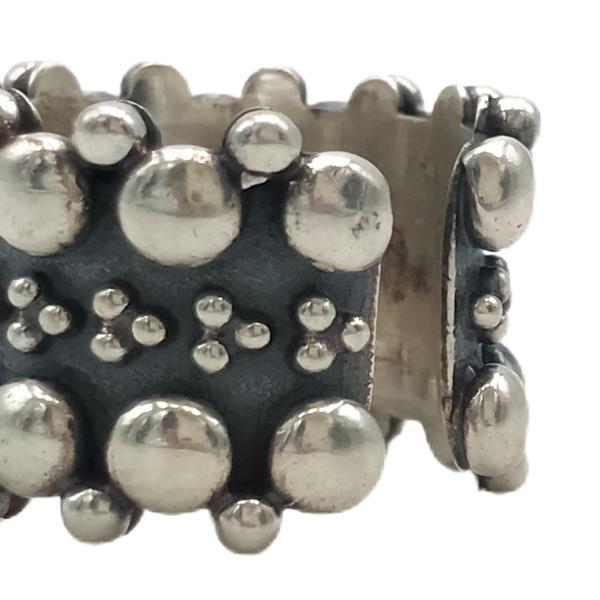 ANELLO FASCIA LARGA ETNICA SFERE REGOLABILE ARGENTO 925