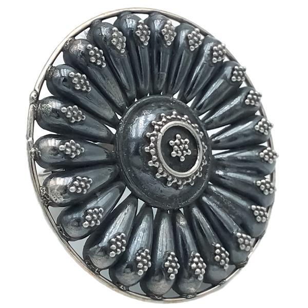ANELLO GROSSO SCUDO ETNICO INDIAN FLOWER REGOLABILE ARGENTO 925