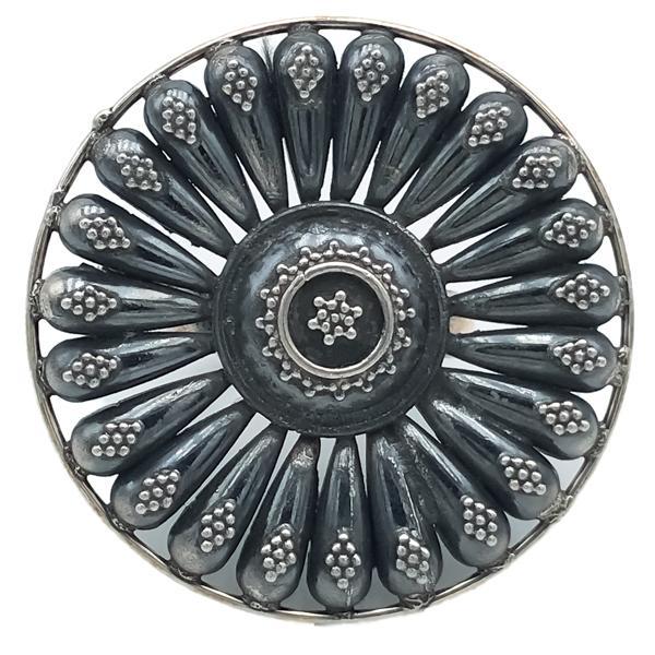 ANELLO GROSSO SCUDO ETNICO INDIAN FLOWER REGOLABILE ARGENTO 925