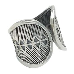 ANELLO ETNICO FASCIA ALTA  INCISA TUAREG REGOLABILE ARGENTO 925