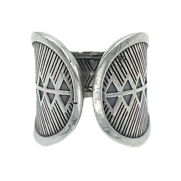 ANELLO ETNICO FASCIA ALTA  INCISA TUAREG REGOLABILE ARGENTO 925