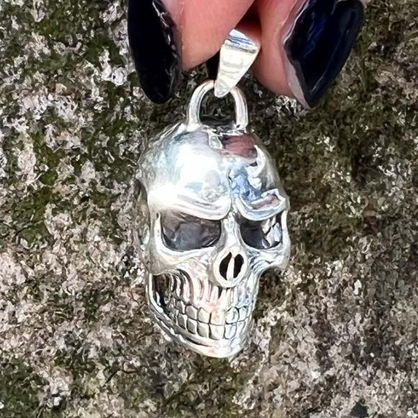 CIONDOLO SKULL PENDENTE PUNK CHARM TESCHIO IN ARGENTO 925