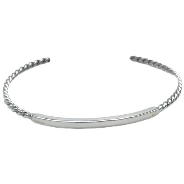 BRACCIALE INTRECCIATO PIASTRINA LISCIA LUCIDA REGOLABILE ARGENTO 925