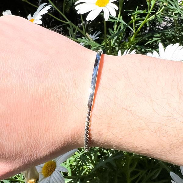 BRACCIALE INTRECCIATO PIASTRINA LISCIA LUCIDA REGOLABILE ARGENTO 925