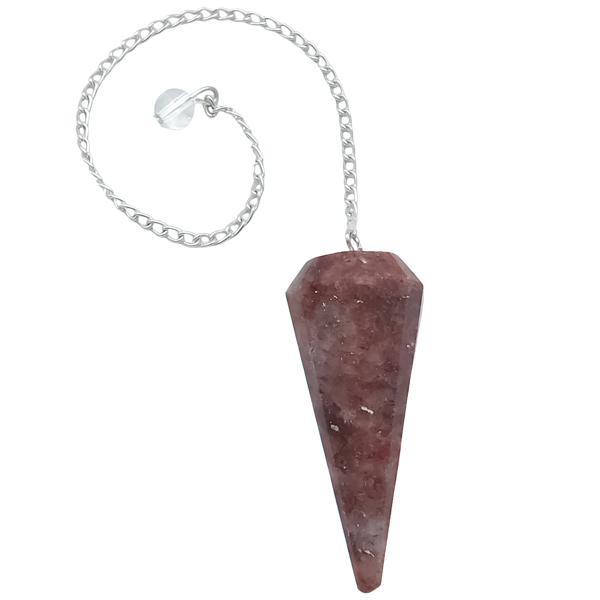 PENDOLO PIRAMIDALE RADIOESTESIA PIETRA LEVIGATA NATURALE QUARZO FRAGOLA