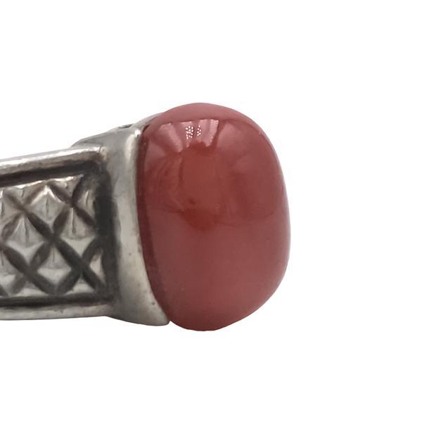 ANELLO VINTAGE INCISO PIETRA NATURALE DIASPRO ROSSO  ARGENTO 925