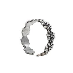 ANELLO DA FALANGE O PIEDE FLOWERS FASCIA INCISA MARGHERITE REGOLABILE ARGENTO 925