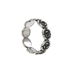 ANELLO DA FALANGE O PIEDE FLOWERS FASCIA INCISA ROSE REGOLABILE ARGENTO 925