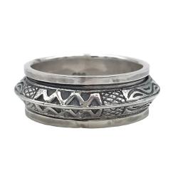 ANELLO SPINNER RING ANTISTRESS  FASCETTA ROTANTE INCISA ARGENTO 925