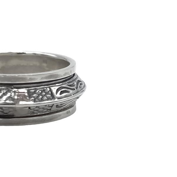 ANELLO SPINNER RING ANTISTRESS  FASCETTA ROTANTE INCISA ARGENTO 925