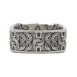 ANELLO FASCIA QUADRATA INCISA UNISEX ARGENTO 925