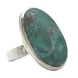 ANELLO MINIMAL OVALE CRISOCOLLA REGOLABILE ARGENTO 925