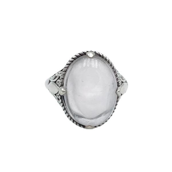 ANELLO TRAFORATO OVALE QUARZO ROSA CABOCHON ARGENTO 925