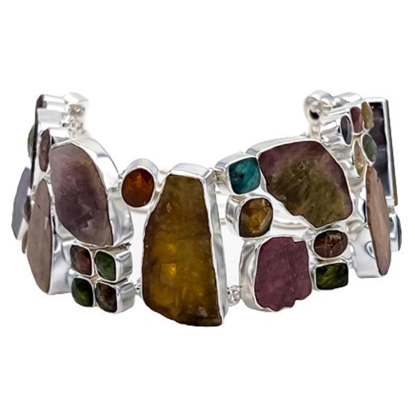 BRACCIALE HANDMADE LUXURY PIETRA NATURALE TORMALINA ANGURIA REGOLABILE ARGENTO 925