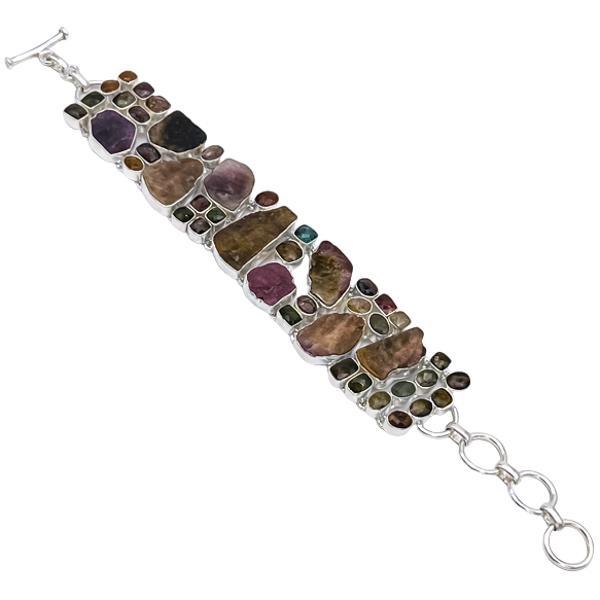 BRACCIALE HANDMADE LUXURY PIETRA NATURALE TORMALINA ANGURIA REGOLABILE ARGENTO 925