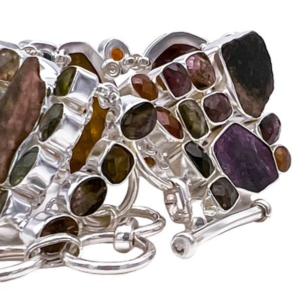 BRACCIALE HANDMADE LUXURY PIETRA NATURALE TORMALINA ANGURIA REGOLABILE ARGENTO 925