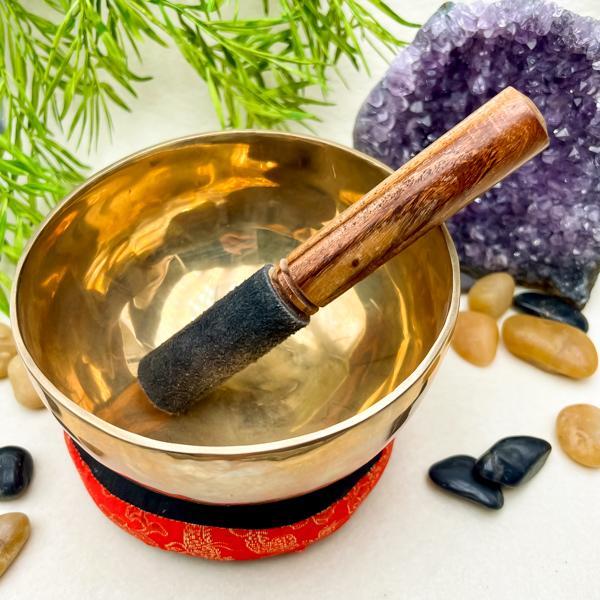 CAMPANA TIBETANA TRADIZIONALE GRANDE LEGA METALLI MEDITAZIONE COMPRESO BATACCHIO CUSCINO