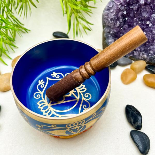 CAMPANA TIBETANA DISEGNATA SETTE CHAKRA VIOLA LEGA METALLI MEDITAZIONE COMPRESO BATACCHIO CUSCINO