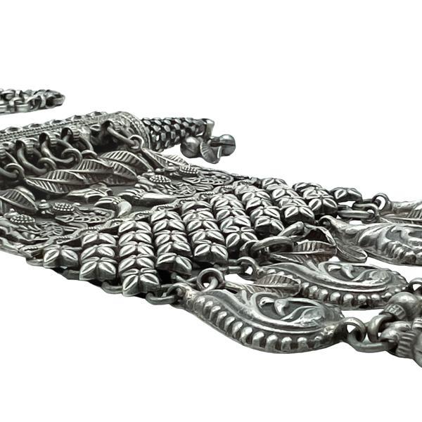 COLLANA VINTAGE REGOLABILE INSTARSI RAPPRESENTAZIONE PAVONE ARGENTO 925