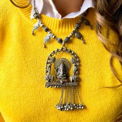 COLLANA ETHNIC VINTAGE INSTARSI RAPPRESENTAZIONE GANESH ARGENTO 925