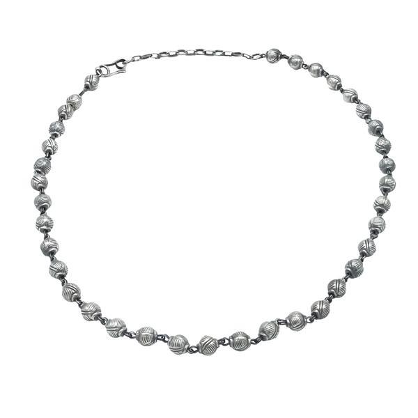 COLLANA ETHNIC VINTAGE REGOLABILE SFERE INTARSIATE ARGENTO 925