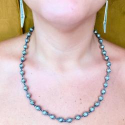 COLLANA ETHNIC VINTAGE REGOLABILE SFERE INTARSIATE ARGENTO 925