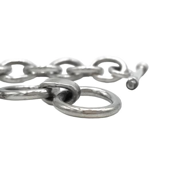 BRACCIALE MAGLIA OVALE TUBOLARE CHARMS CHIUSURA T ARGENTO 925