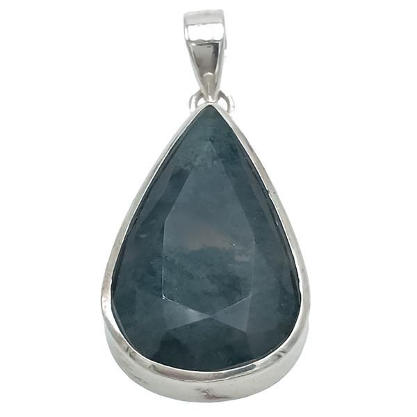 CIONDOLO MINIMAL GOCCIA PIETRA NATURALE AGATA MUSCHIATA  ARGENTO 925