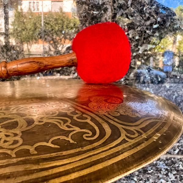 GONG TIBETANO TRADIZIONALE LEGA METALLI MEDITAZIONE COMPRESO MAZZUOLO LEGNO