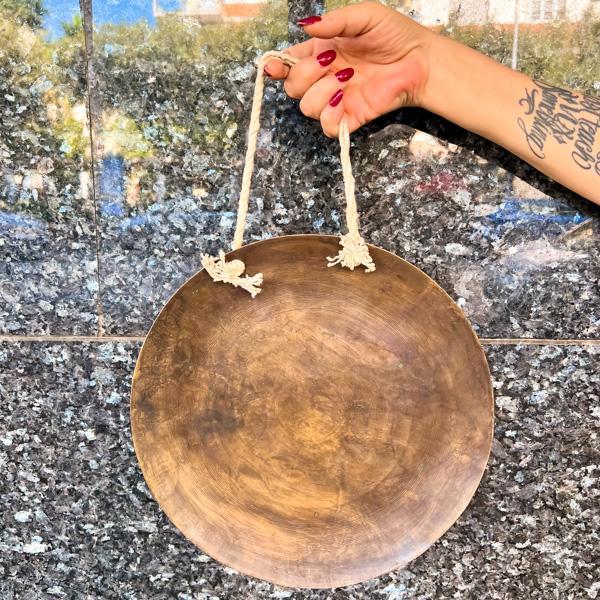 GONG TIBETANO TRADIZIONALE LEGA METALLI MEDITAZIONE COMPRESO MAZZUOLO LEGNO