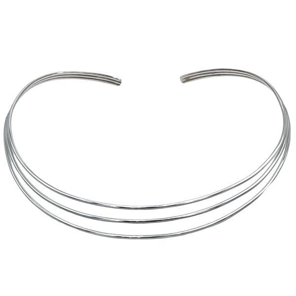 COLLANA CHOKER RIGIDO TRE FILI GIROCOLLO REGOLABILE ARGENTO 925