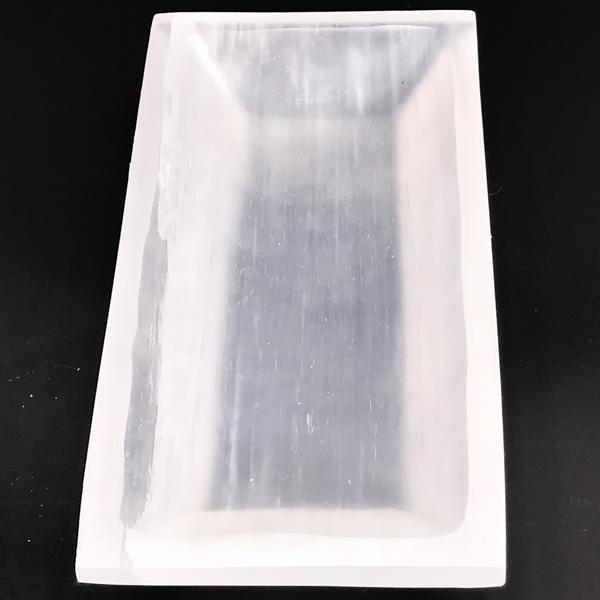 CIOTOLA GRANDE RETTANGOLARE SVUOTATASCHE  PIETRA LEVIGATA NATURALE SELENITE CRISTALLOTERAPIA