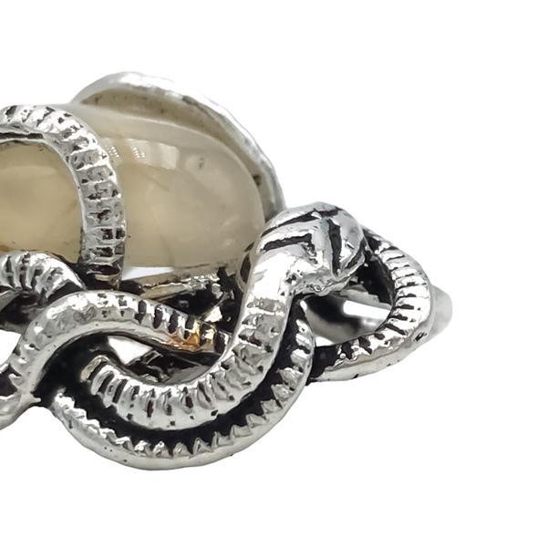 CIONDOLO SNAKE SERPENTI QUARZO RUTILATO NATURALE ARGENTO 925