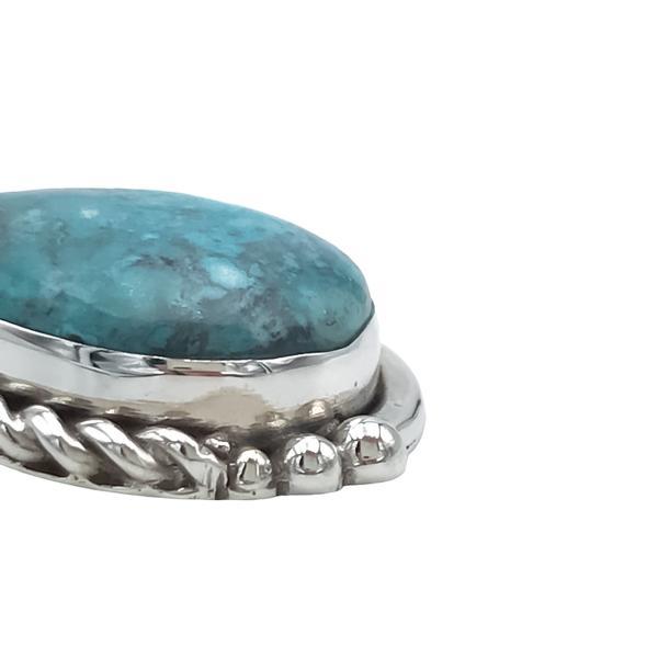 CIONDOLO PENDENTE ETNICO GOCCIA PIETRA NATURALE CRISOCOLLA ARGENTO 925
