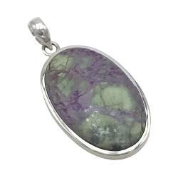 CIONDOLO PENDENTE MINIMAL PIETRA OVALE CABOCHON ATLANTISITE ARGENTO 925